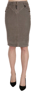 Gray Corduroy Pencil Straight A-Line Skirt