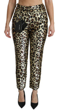 Brown Leopard Sequined High Waist Pants