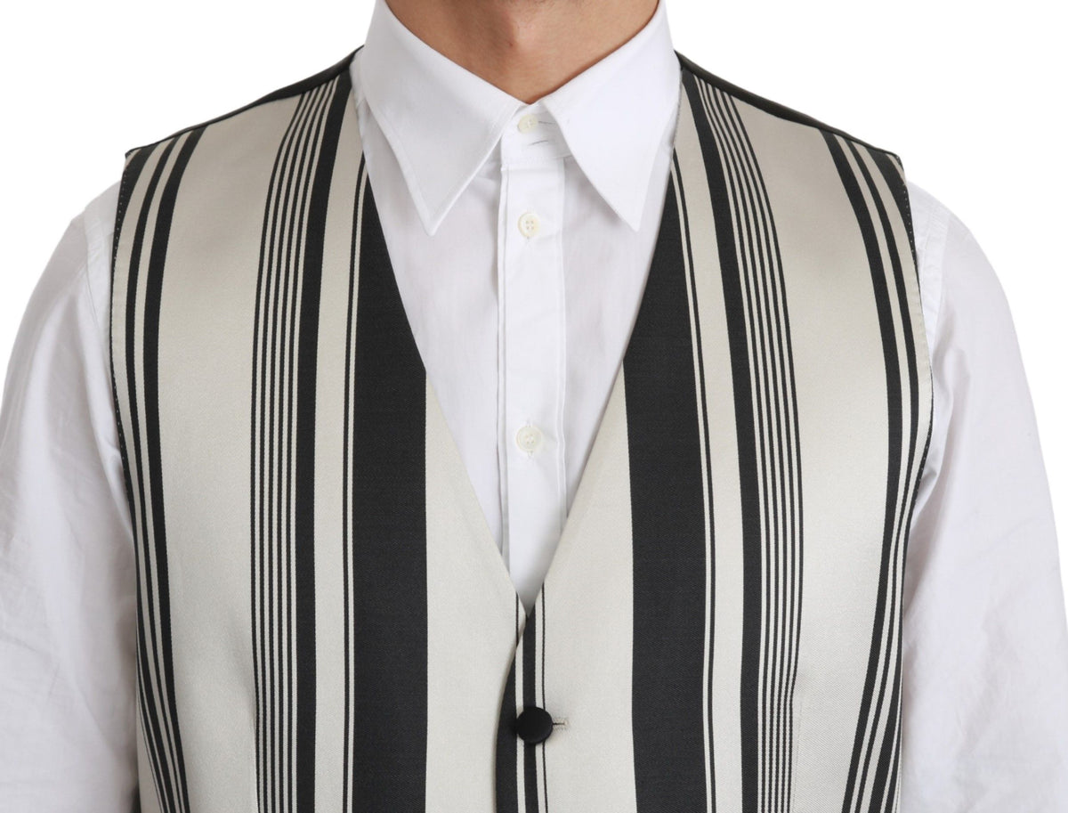 White Gray Black Stripes Waistcoat Formal Vest