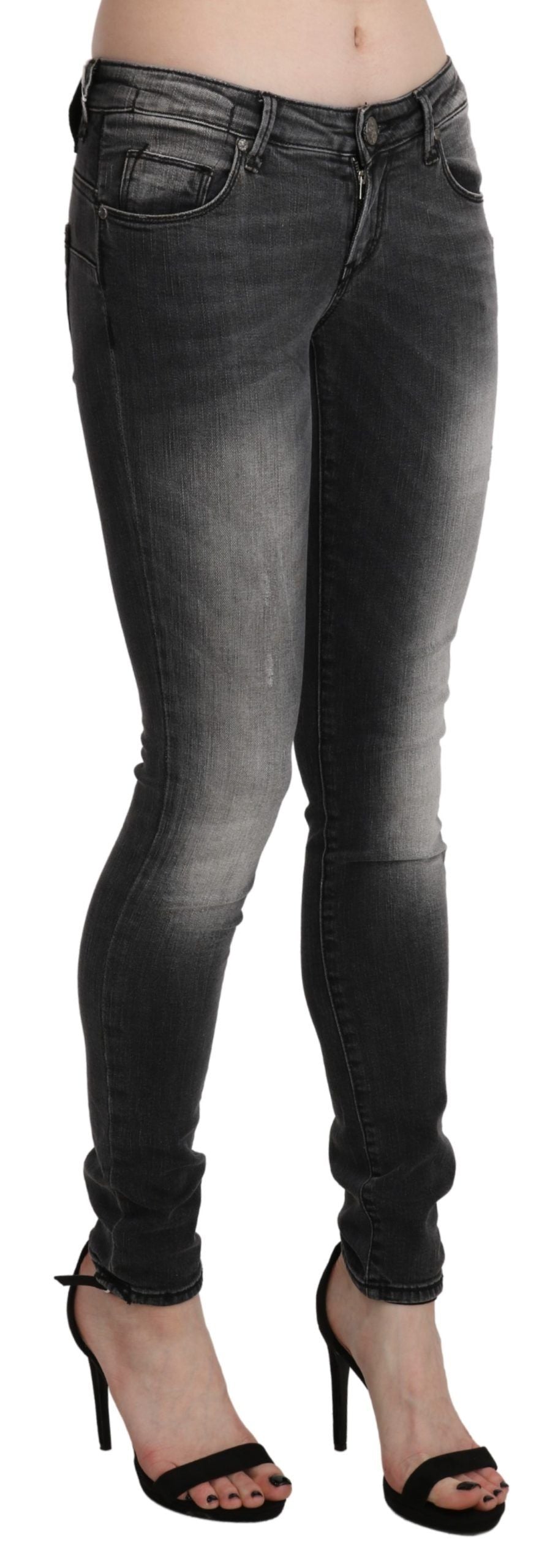 Black Gray Washed Skinny Trouser Cotton Jeans