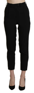 Black High Waist Skinny Cropped Dress Trouser Pant
