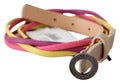 Multicolor Twisted Leather Circle Buckle Belt