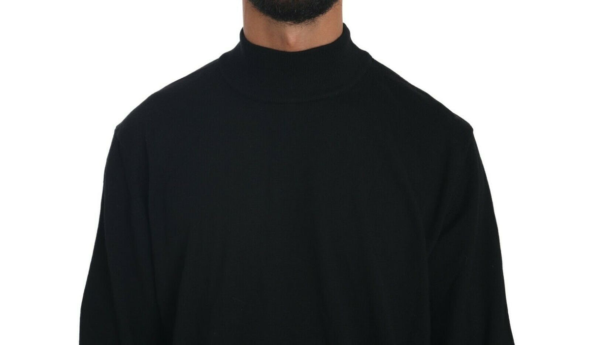 Black Turtle Neck Pullover Top Virgin Wool Sweater