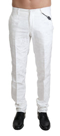 White Brocade Jaquard Dress Trouser Pants
