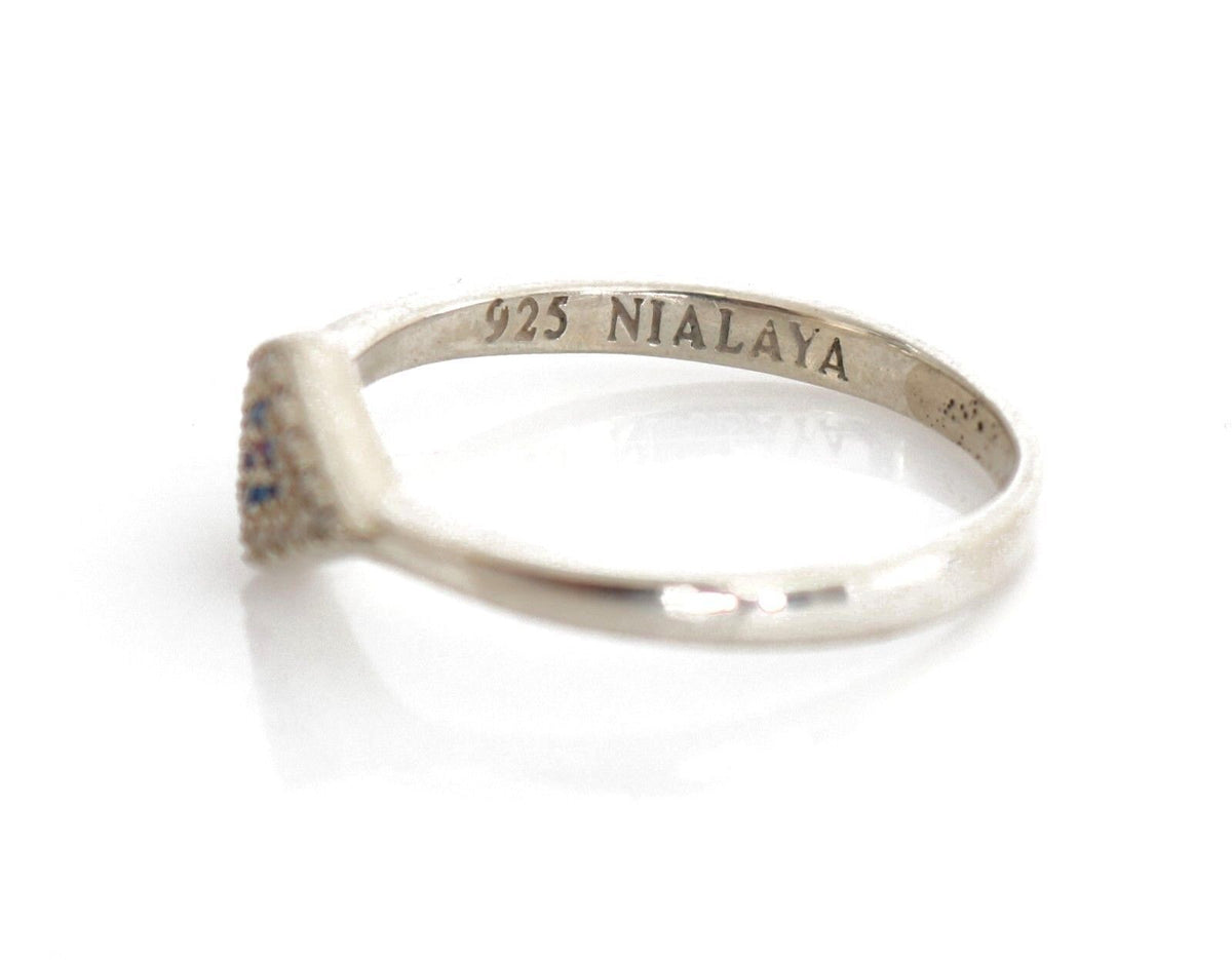 Blue Red CZ 925 Silver Womens Clear Ring