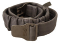 Gray Leather Silver Buckle Waist Belt