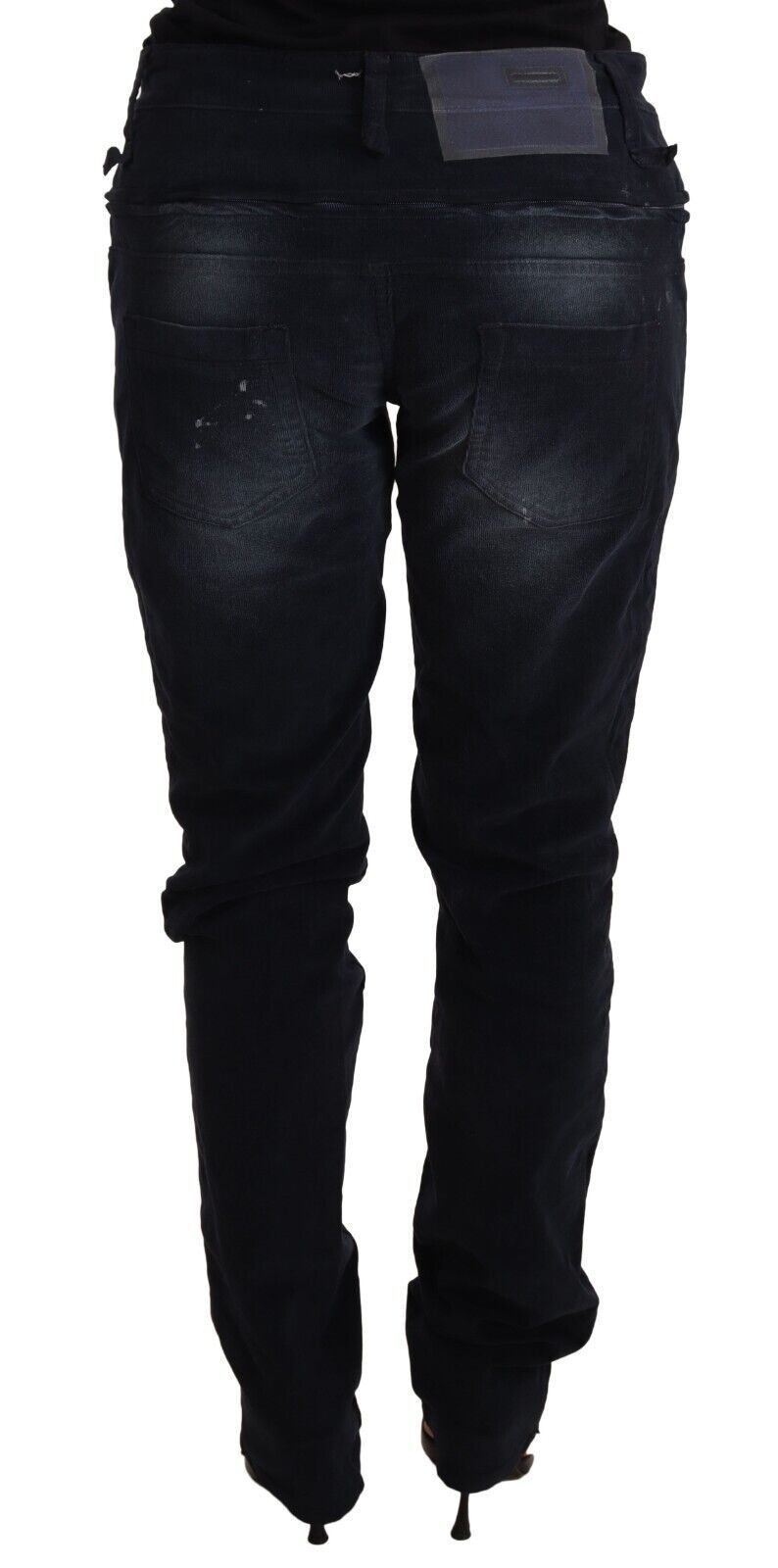 Blue Washed Cotton Denim Low Waist Loose Fit Trousers Jeans