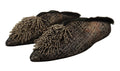 Gold Jacquard Leather Embellished Slip On Shoes
