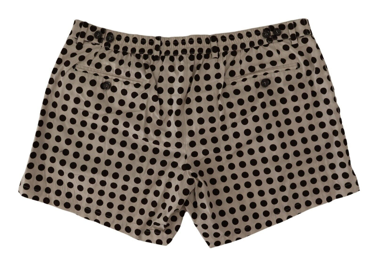 Black White Polka Dots Cotton Linen Shorts