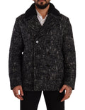 Black Wool Double Breasted Coat Men Jacket