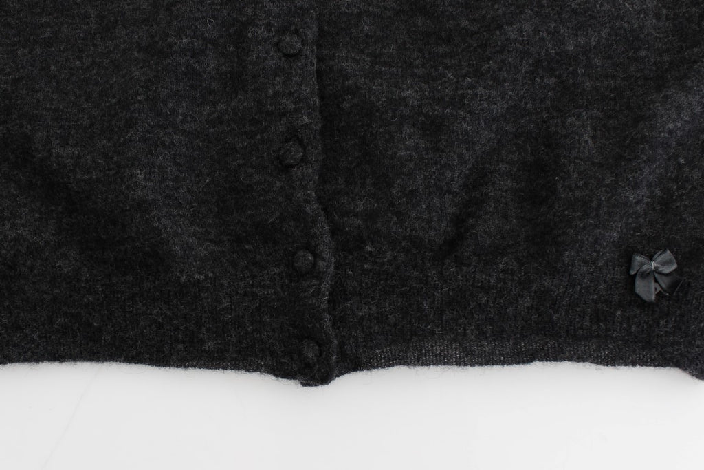 Gray Knit Wool Cardigan Sweater