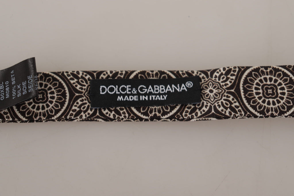 Black white 100% Silk Adjustable Neck Papillon Tie