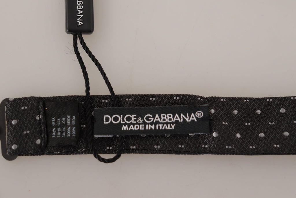 Dark Gray Polka Dot 100% Silk Neck Papillon Tie