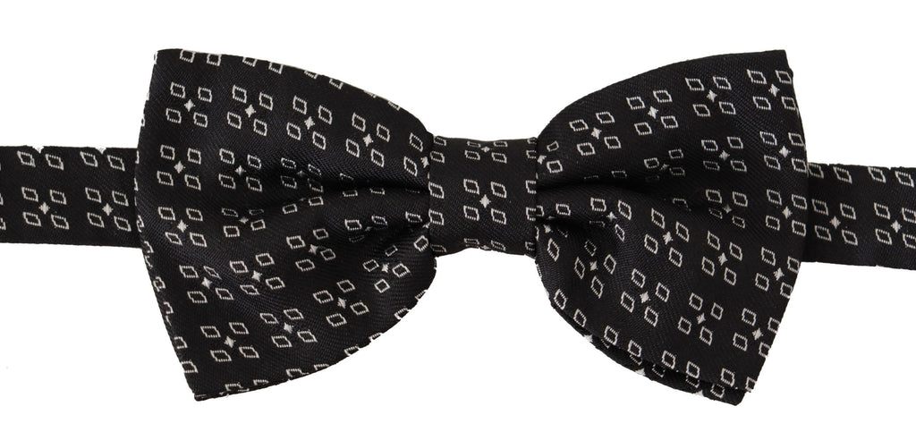 Dark Gray White Polka Dot 100% Silk Neck Papillon Tie