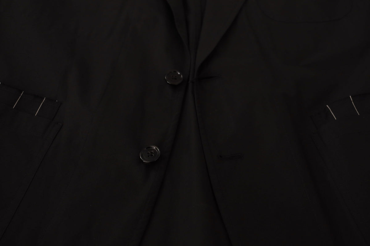 Black Cotton Single Breasted Blazer Jacket