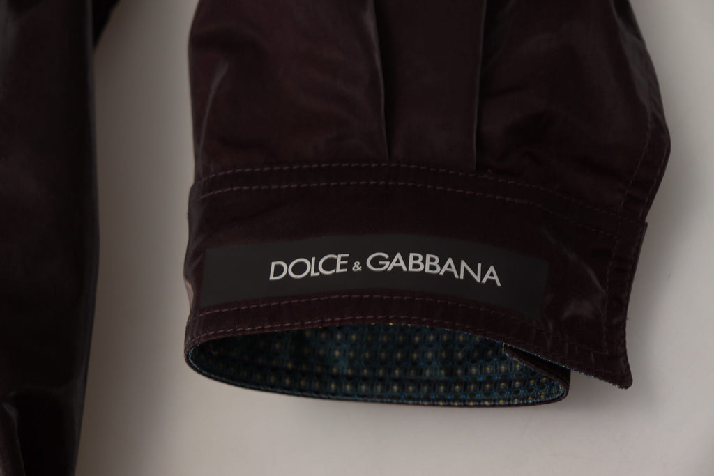 Bordeaux Nylon Collared Men Coat Jacket