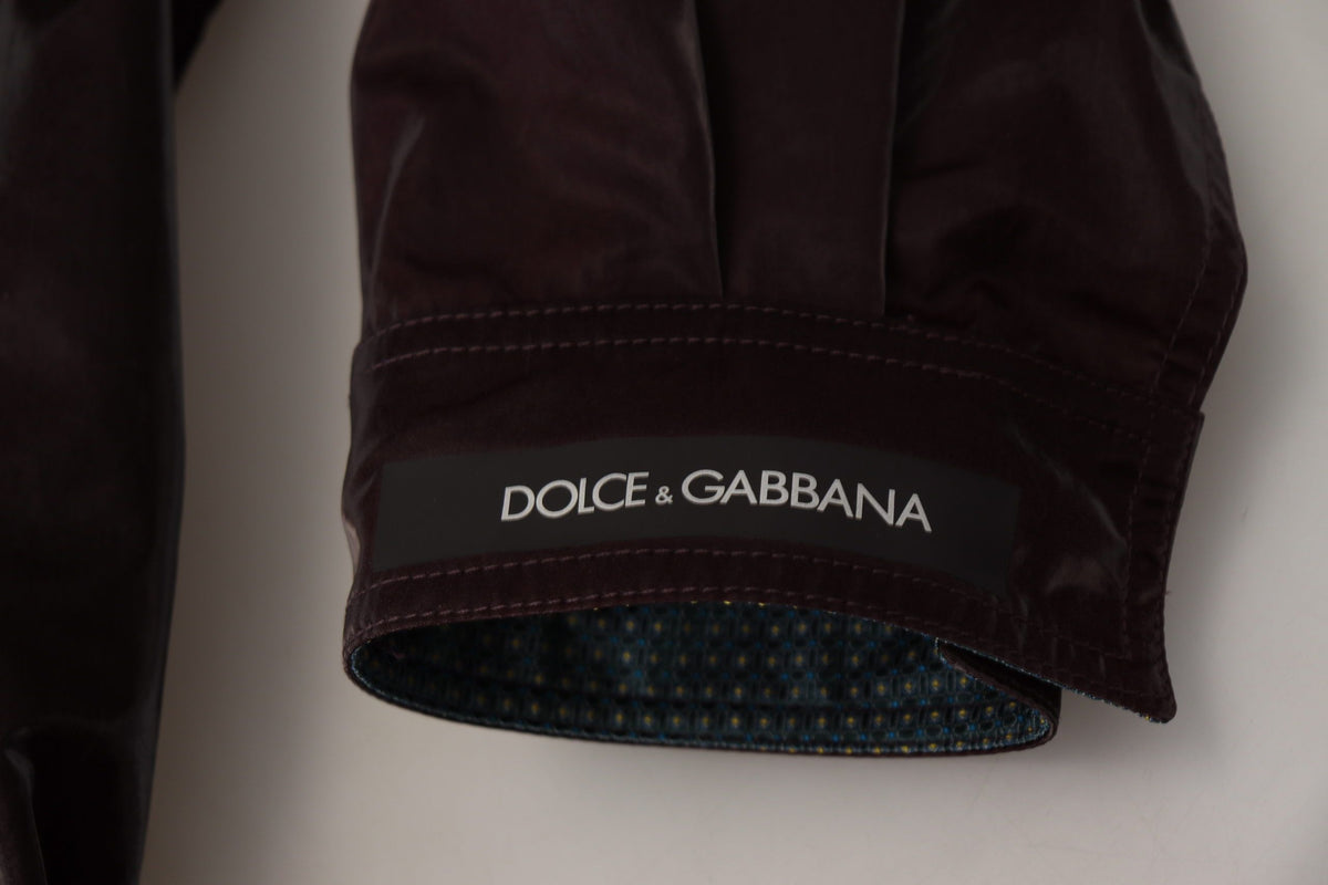 Bordeaux Nylon Collared Men Coat Jacket