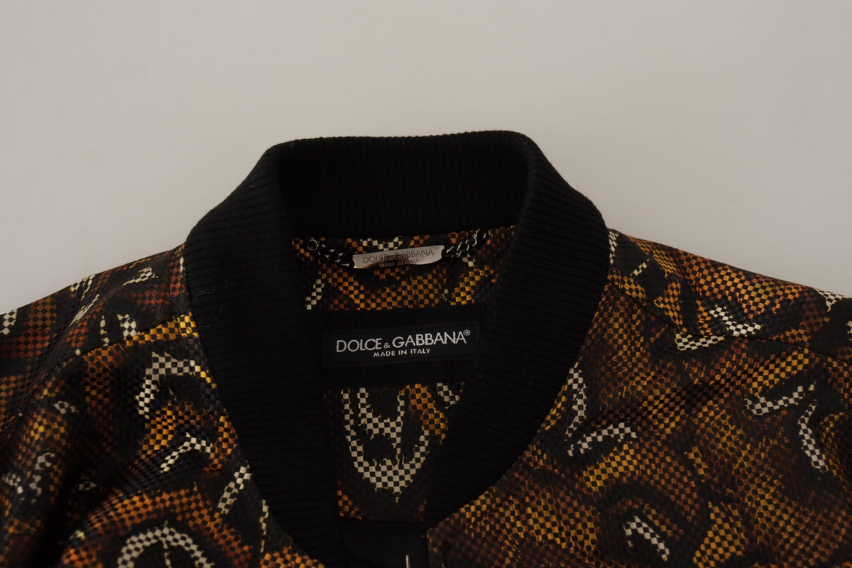 Brown Feather Full Zip Blouson Jacket