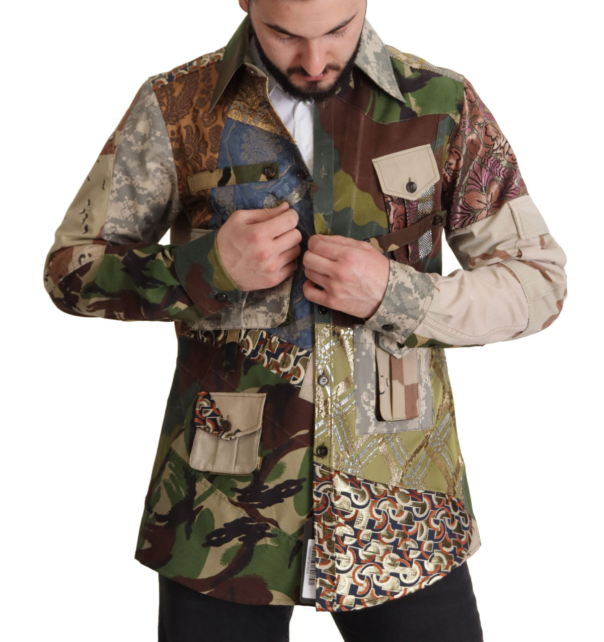 Multicolor Button Down Patchwork Shirt