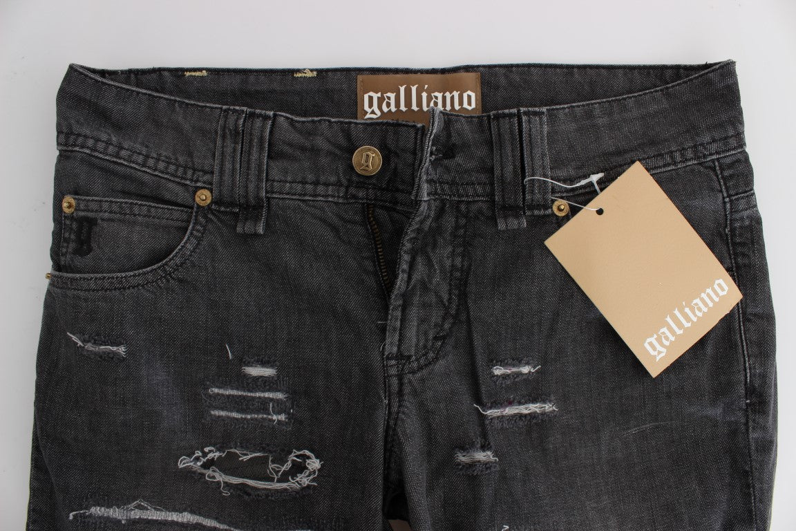 Gray Wash Cotton Torn Straight Fit Jeans