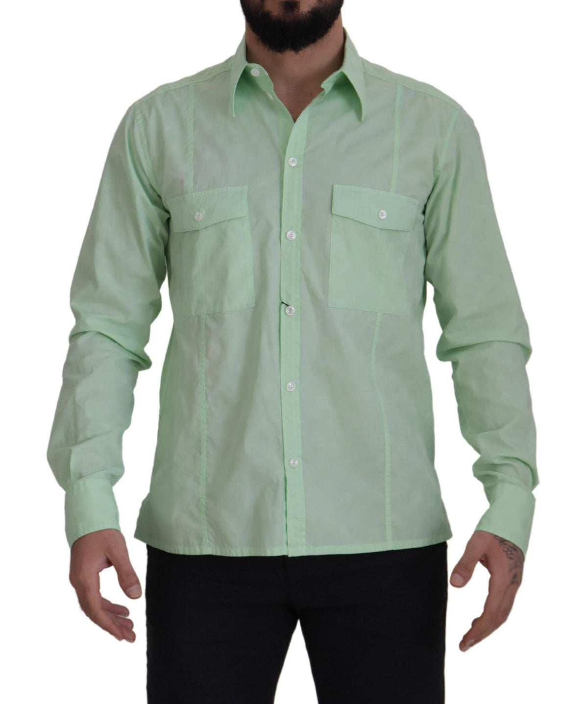 Mint Green Long Sleeves Button Down Shirt