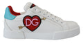 White Leather Sneaker Portofino Logo Heart Shoes