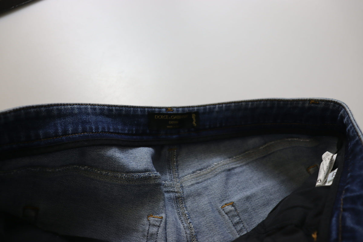 Blue Washed Cotton Skinny Low Waist Denim Jeans