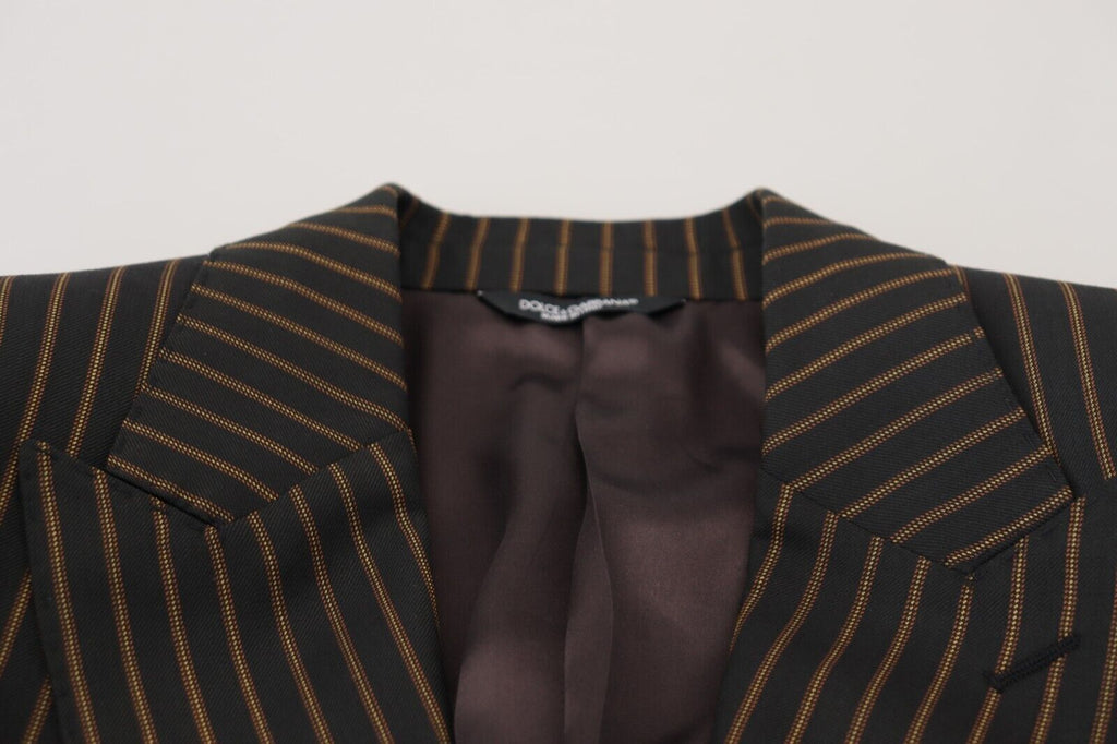 Dark Gray Stripes Single Breasted Blazer