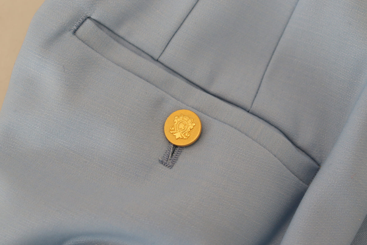 Light Blue Button Wide Leg Pants