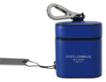 Blue Leather Silver Metal Logo Airpods Case