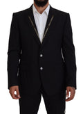 Black Wool Stretch Slim Fit Jacket Blazer