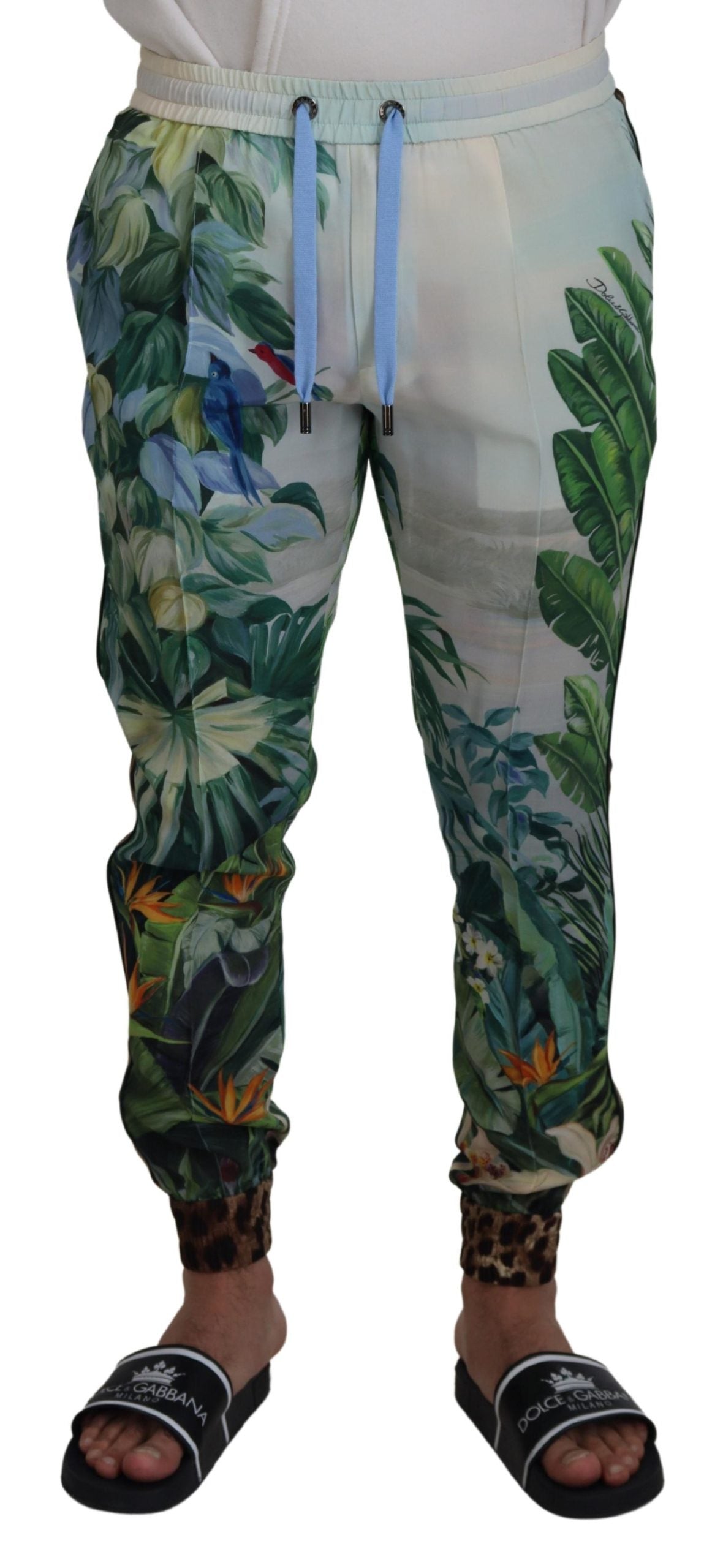 White Floral Printed Men Jogger Pants