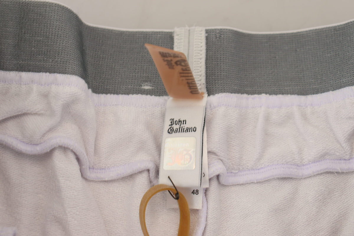 White Cotton Logo Mens Jogger Pants