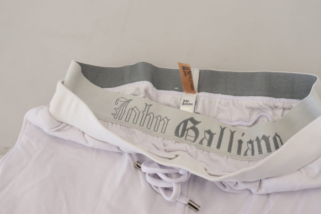 White Cotton Logo Mens Jogger Pants