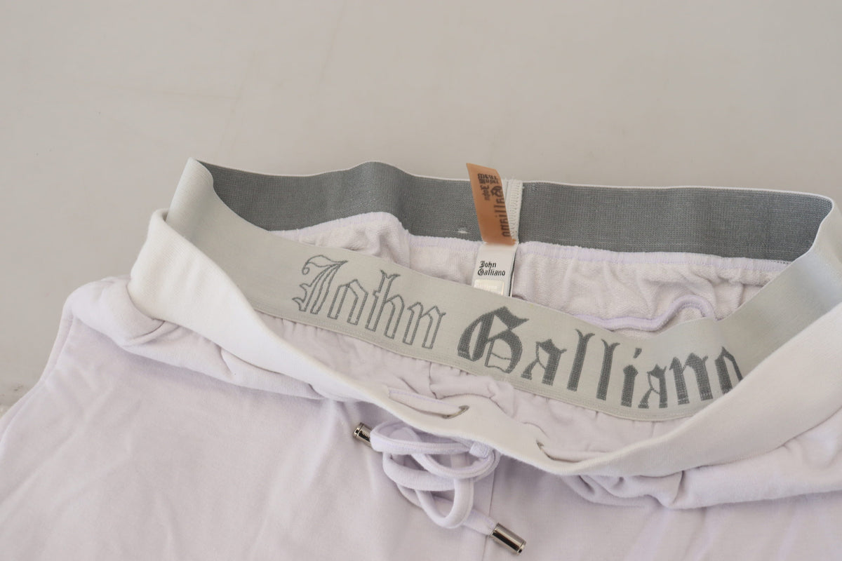 White Cotton Logo Mens Jogger Pants