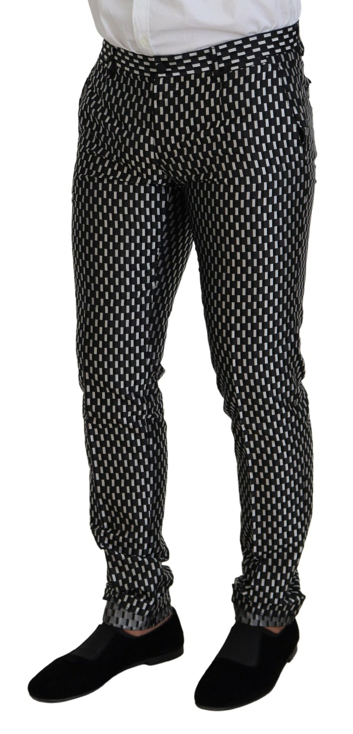 Dark Gray White Silk MARTINI Slim Fit Suit