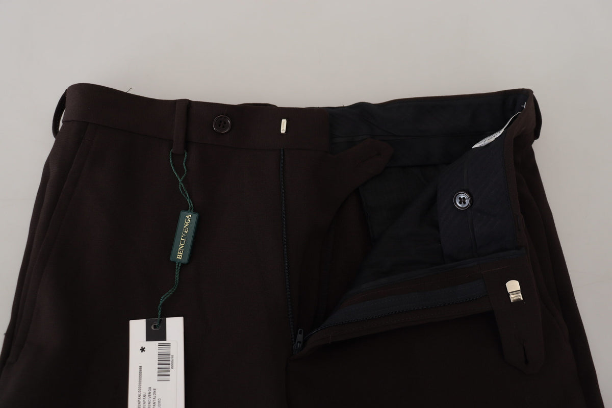 Brown Straight Fit Formal Men Pants