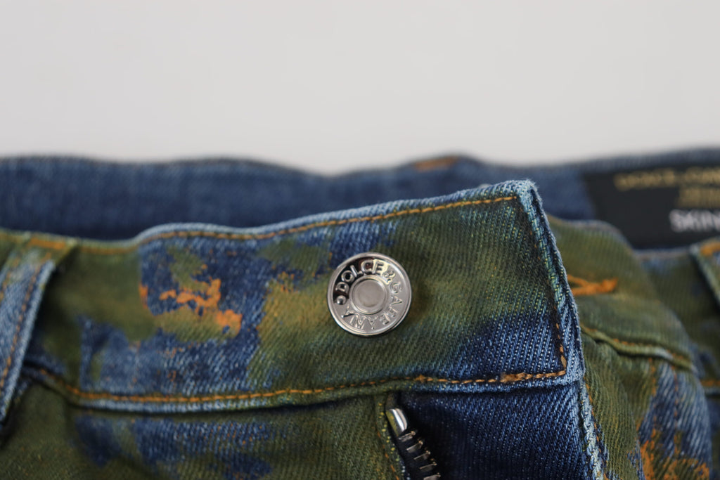 Blue Green Skinny Cotton Denim Jeans