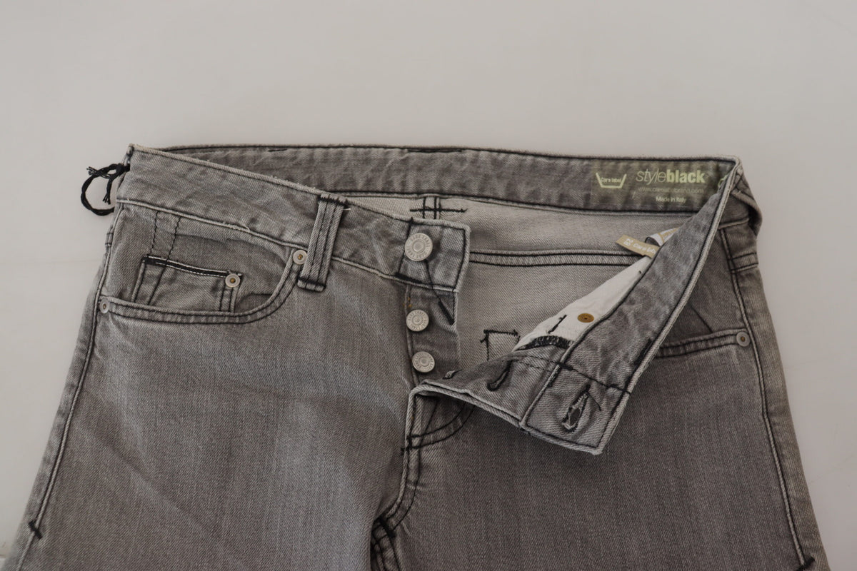 Gray Washed Cotton Skinny Women Casual Denim Jeans