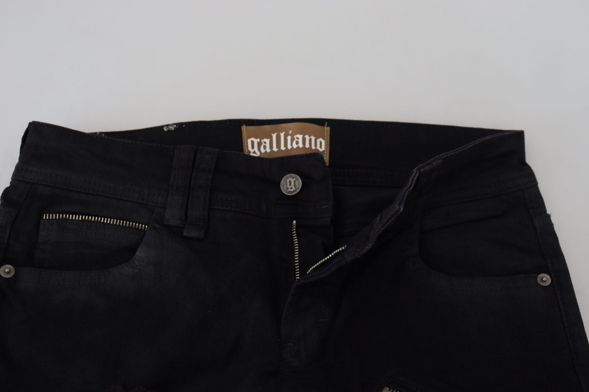 Black Cotton Mid Waist Skinny Slim Fit Denim Jeans