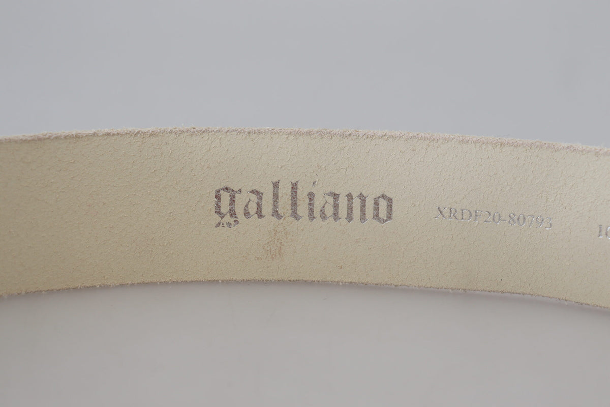 Pink Leather Letter Logo Round Buckle Waist Belt