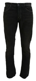Gray Cotton Corduroy Men Casual Jeans
