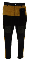 Black Yellow Cotton Men Pants