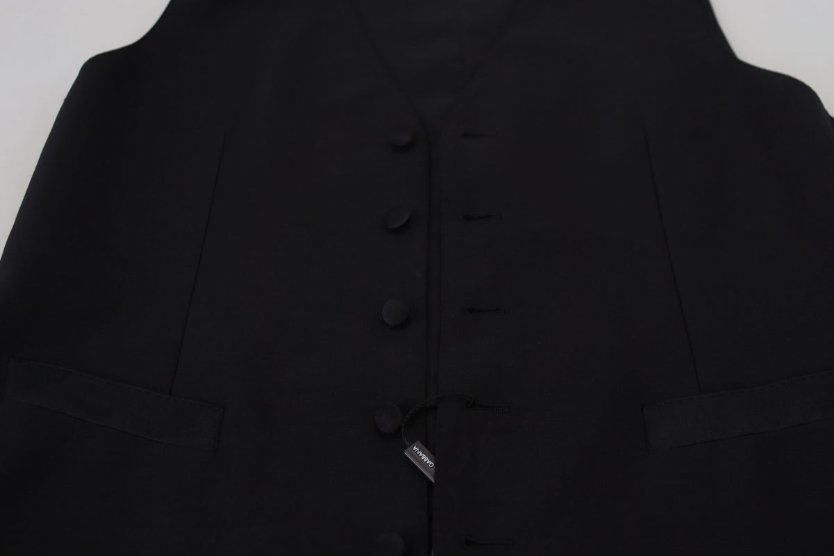 Dark Gray Virgin Wool Waistcoat Formal Vest
