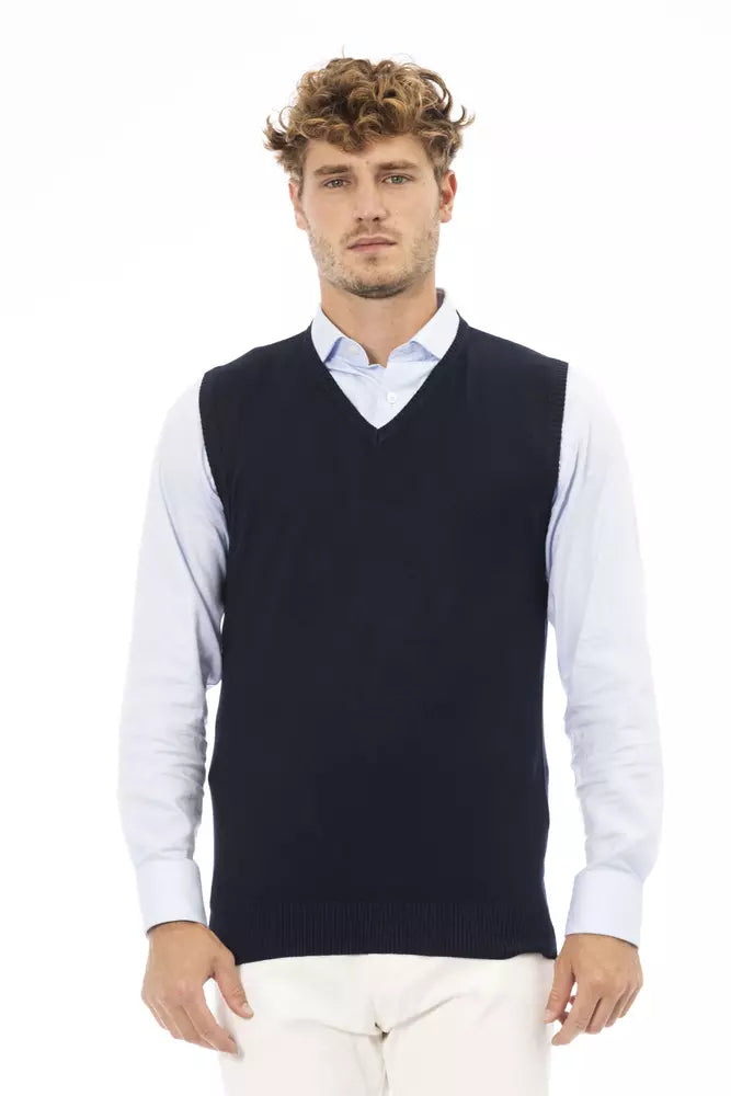 Blue Viscose Men's Jacket
