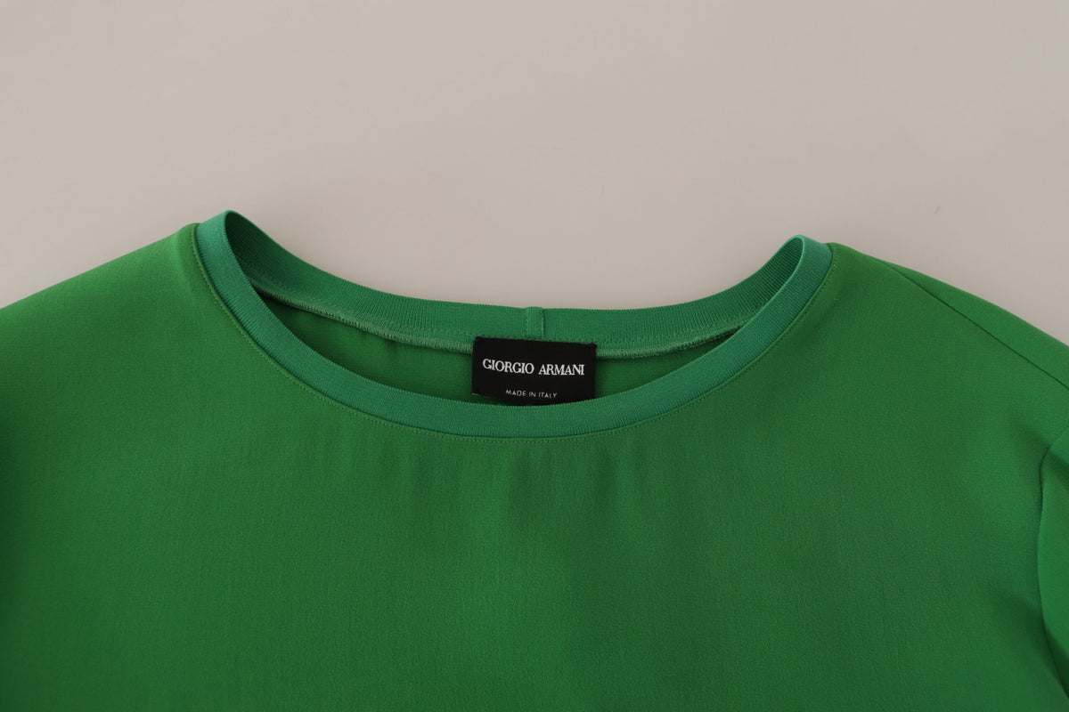 Green Silk Long Sleeves Round Neck Sweater