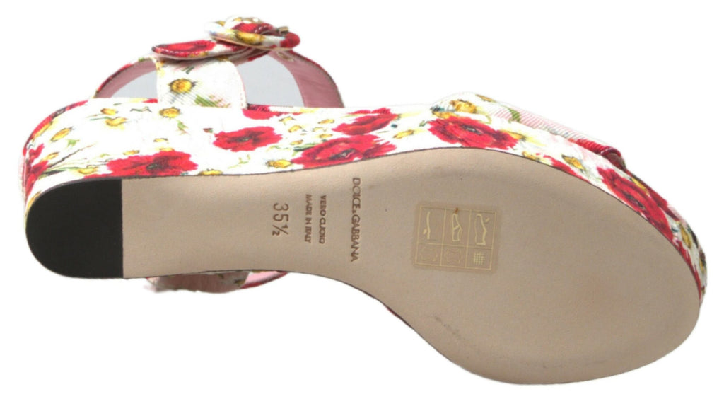 Multicolor floral print Wedges Floral Ankle Strap Sandals
