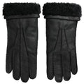 Black Leather Fur Short Hands Mitten Men Gloves