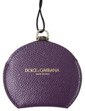 Purple Calfskin Leather Round Hand Mirror Holder