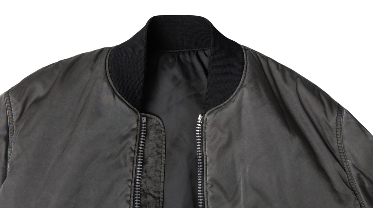Gray Bomber Zipper Pocket Sleeves Jacket